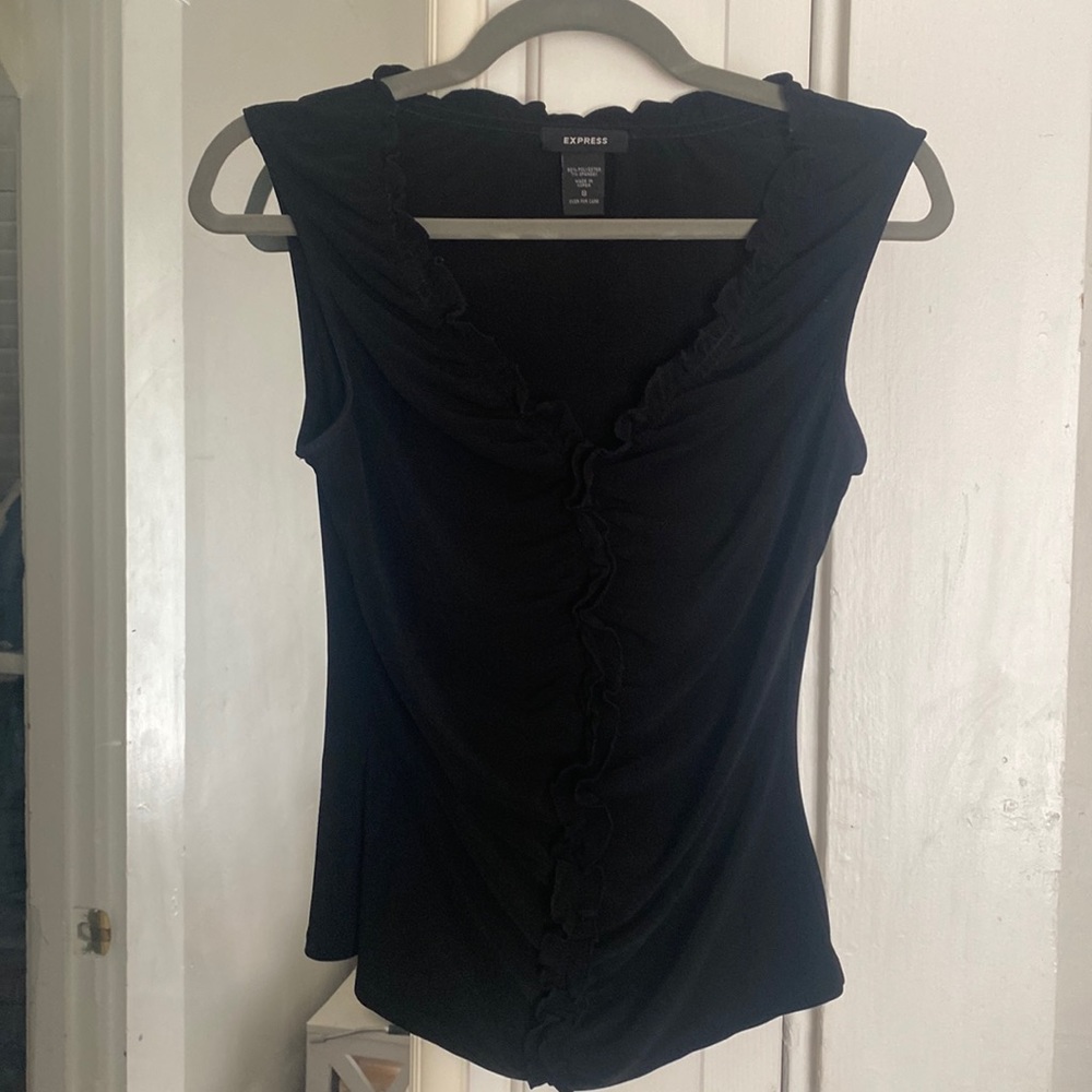 Vintage Y2K Express Black Rouched Tank Top- small
